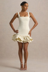 Daliana | Stone Square-Neck Ruffled Mini Dress