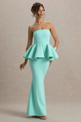 Louisiana | Mint Bandeau Peplum Maxi Dress