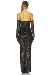 Farah Embellished Maxi Dress With Gloves