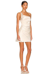 La Lune Asymmetrical Bias Cowl Mini Dress