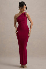 Venetia | Burgundy One-Shoulder Tie-Back Maxi Dress