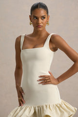 Daliana | Stone Square-Neck Ruffled Mini Dress