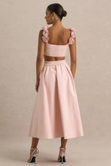 Sara | Baby Pink Midi Skirt With Buttons