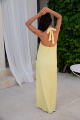 Isle Of Chic Halter Maxi Dress Yellow