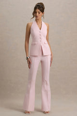 Carina | Pink Flared-Leg Tailored Trousers