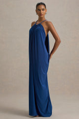 Tammy | Blue Halter-Neck Slip Maxi Dress