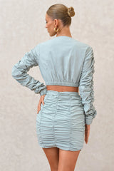 Break Of Day | Sage Ruched Mini Skirt