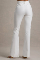 Carina | White Flared-Leg Tailored Trousers