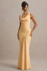 Alesso | Peach Satin Cowl-Neck Maxi Dress