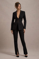 Wonder Woman | Black High Waist Tailored Trousers With Hem Split