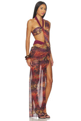Asymmetric Draped Maxi Dress