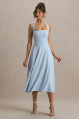 Auburn | Powder Blue Halter-Neck Midi Dress