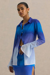 Tahiti | Blue Ombre Flared-Sleeve Shirt
