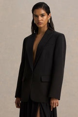 Katherine | Black Plunge-Neck Tailored Blazer