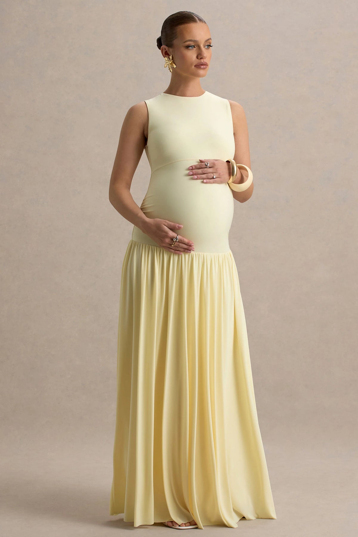 Outline | Lemon Maternity Maxi Dress With Draped Skirt