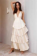 Golden Age Satin Maxi Dress Yellow