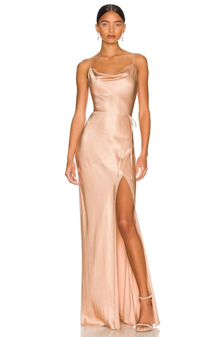 La Lune Bias Cowl Maxi Dress