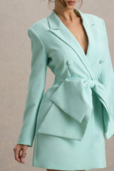 Prized | Mint Green Tailored Blazer Dress With Bow