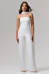 Enchanted | White High-Neck Jumpsuit With Scarf