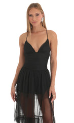 Mesh Maxi Dress in Black