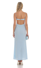 Lace Trim Maxi Dress in Light Blue