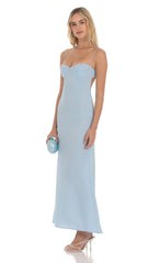 Lace Trim Maxi Dress in Light Blue