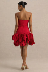 Erica | Red Ruffle Puffball Mini Dress