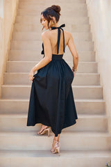 Moonlit Reverie Halter Midi Dress Black