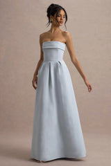 Maddalena | Powder Blue Bandeau Skater Maxi Dress