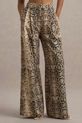 Shaniya | Snake Print Wide-Leg Trousers