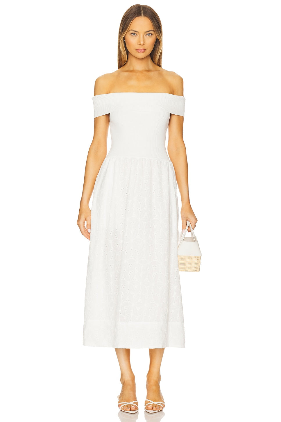 Mixed Media Off Shoulder Dress