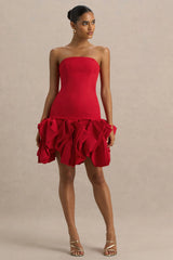 Erica | Red Ruffle Puffball Mini Dress