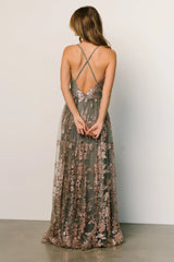Lucienne Shimmer Maxi Gown | Eucalyptus + Rose