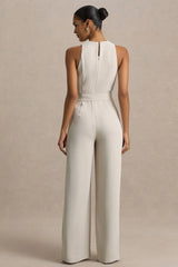Corina | Nude Cowl-Neck Jumpsuit With Tie-Detail