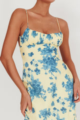 Nerida Low Back Twist Floral Maxi Dress Yellow