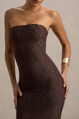 Lorela | Brown Bodycon Bandeau Maxi Dress