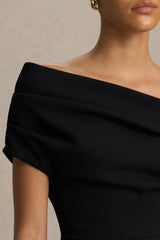 Alexandra | Black Asymmetric Draped Jumpsuit