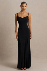 Gabbie | Black Cowl-Neck Maxi Dress With Mesh Back Detail