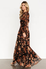 Maura Wrap Maxi Dress | Black Print