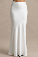 Lilah  | Cream Satin Maxi Skirt