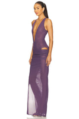 Tucked Halter Column Dress