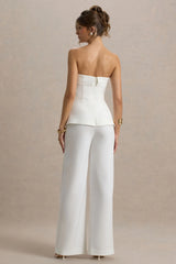 Noemi | White Bandeau Tailored Jumpsuit