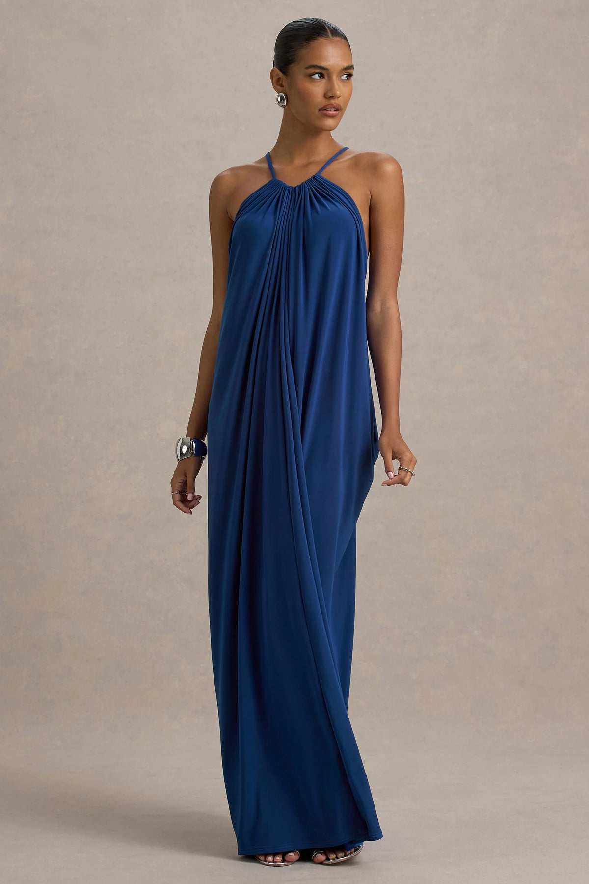 Tammy | Blue Halter-Neck Slip Maxi Dress