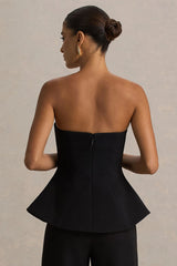 Gifted | Black Bandeau-Neck Corset Top