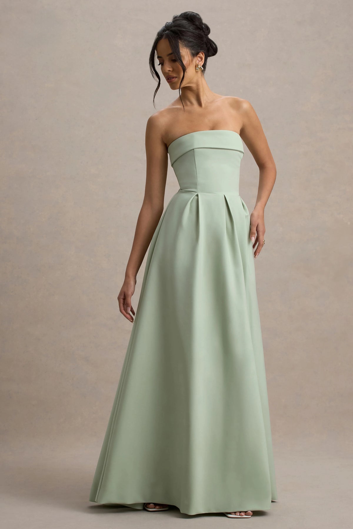 Maddalena | Light Green Bandeau Skater Maxi Dress