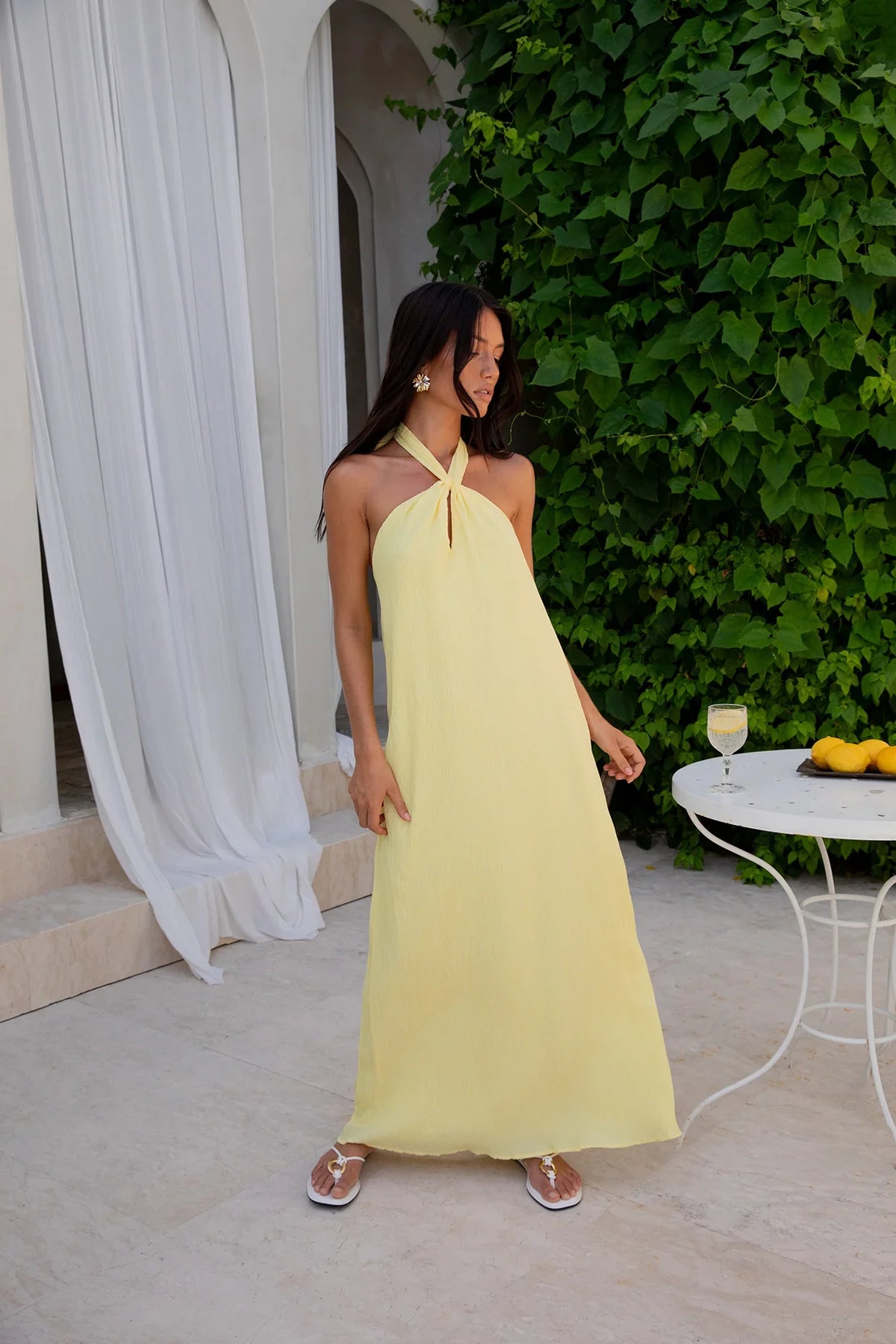 Isle Of Chic Halter Maxi Dress Yellow