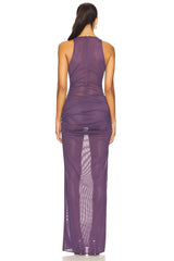 Tucked Halter Column Dress