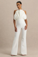 Riga | White Ruffled Asymmetric Jumpsuit