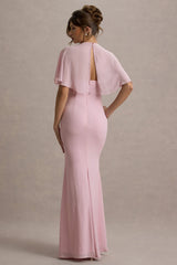 Stila | Pale Pink Plunge-Neck Maxi Dress With High Front Split