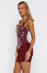 Studio Starlet Sequin Mini Dress Wine